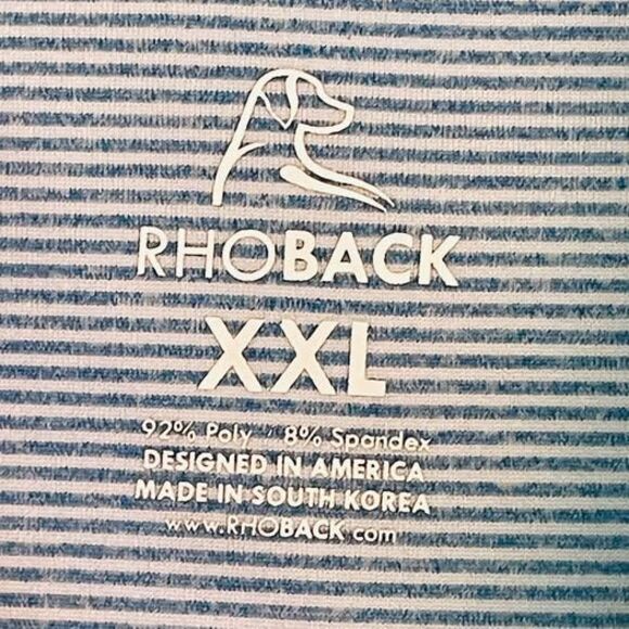 Rhoback Polo Mens XXL 2XL Blue Striped Short Sleeve Performance Stretch - Picture 3 of 10
